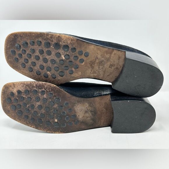 Donald J Pliner Square Toe Heeled Loafer Metallic Embossed Size 7 - Picture 7 of 11